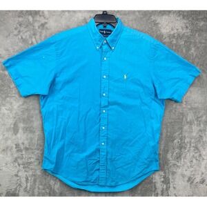Ralph Lauren Mens Shirt XL Blue Classic Fit Short Sleeve‎ Button Up